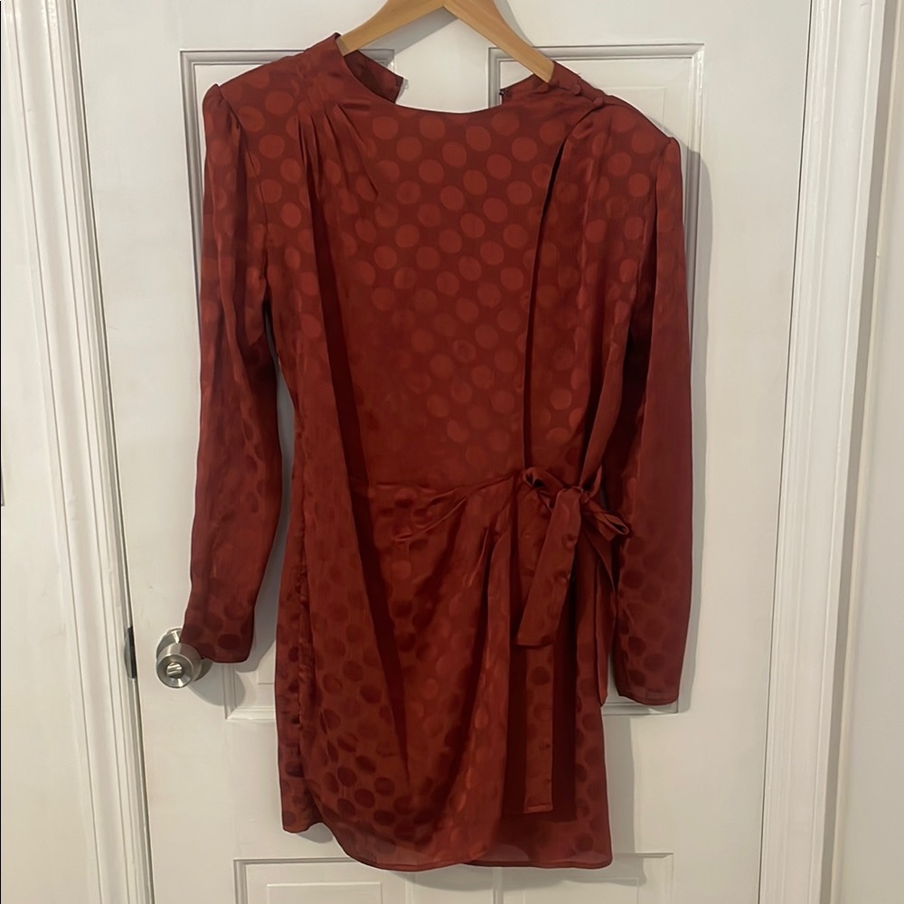 ASTR Rust Polka Dot Dress